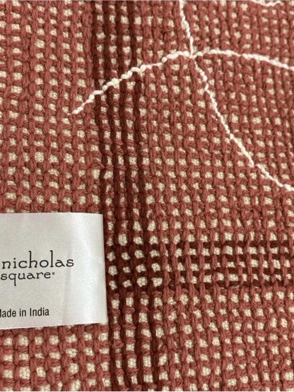 St Nicholas Square Merry Plaid Christmas Rug 20x30 Red Cotton Holiday tassels